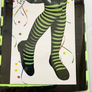 Girls black & green striped tights costume Halloween
